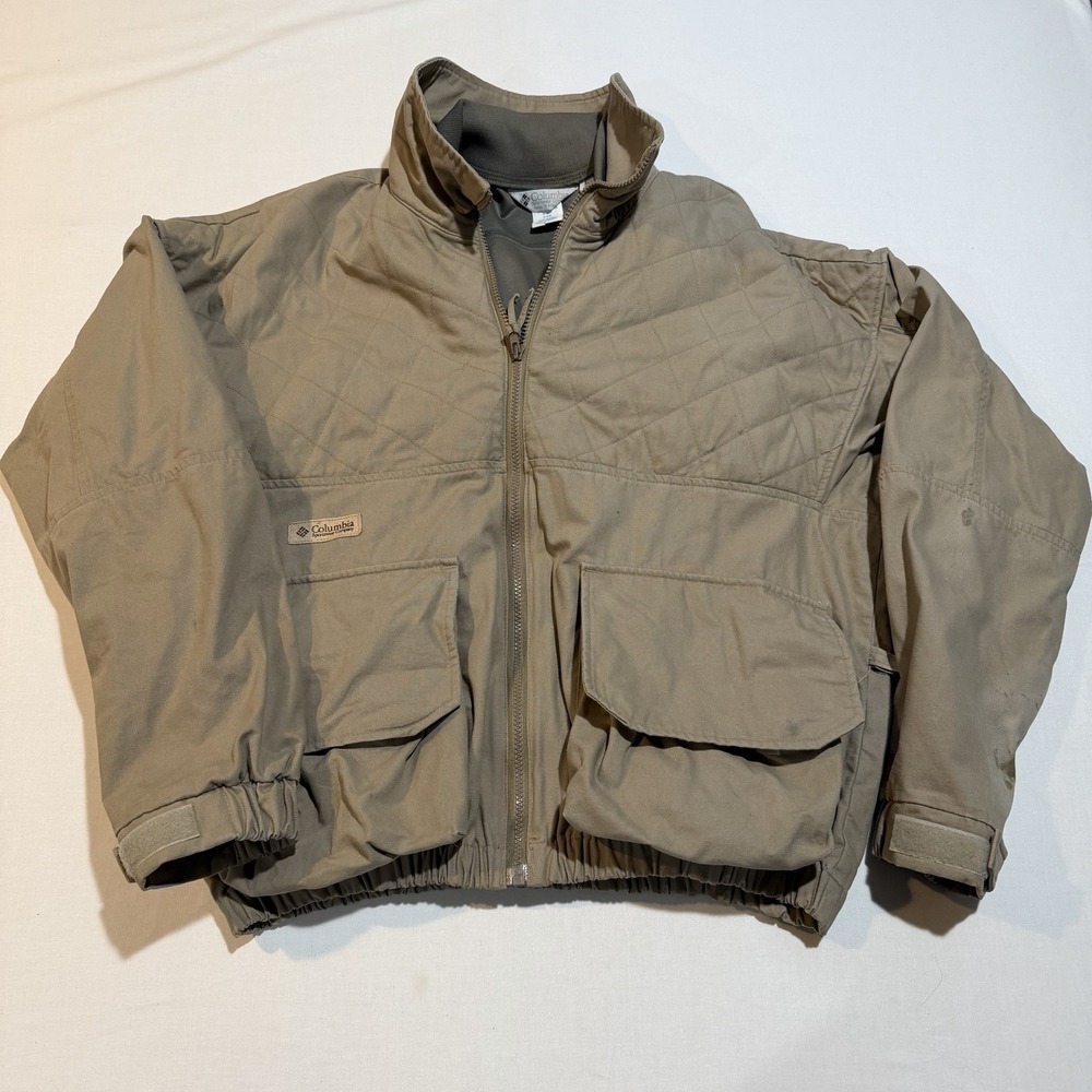 Vtg 80s Columbia Sportswear Canvas Hunting Jacket Liner Mens L  With Game Bag